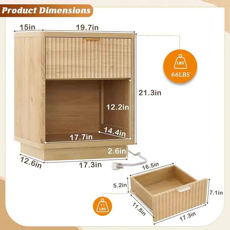 Yoobure Wood Modern Night Stands for Bedroom