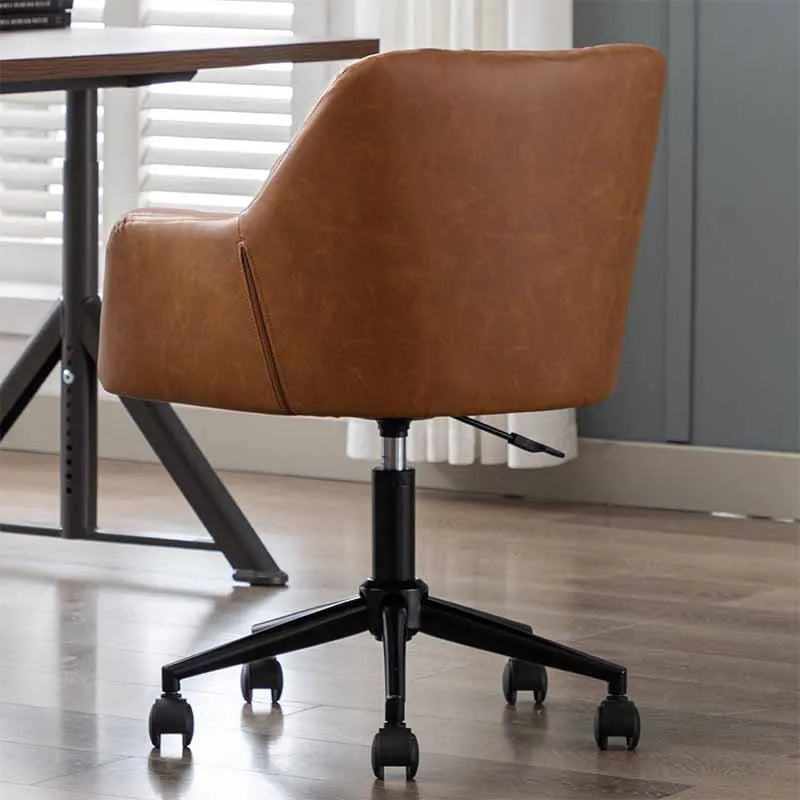 Yoobure Square Tufted Mid-Back Home Office Chair, Brown