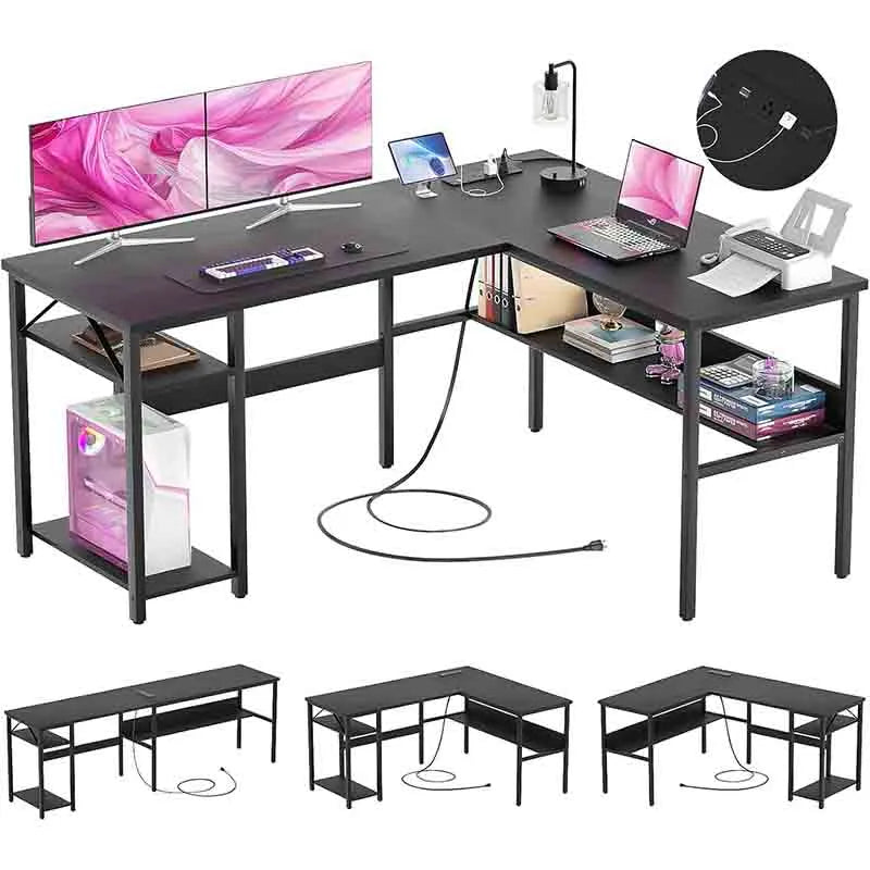Reversible L Shaped Gaming Desk, Black