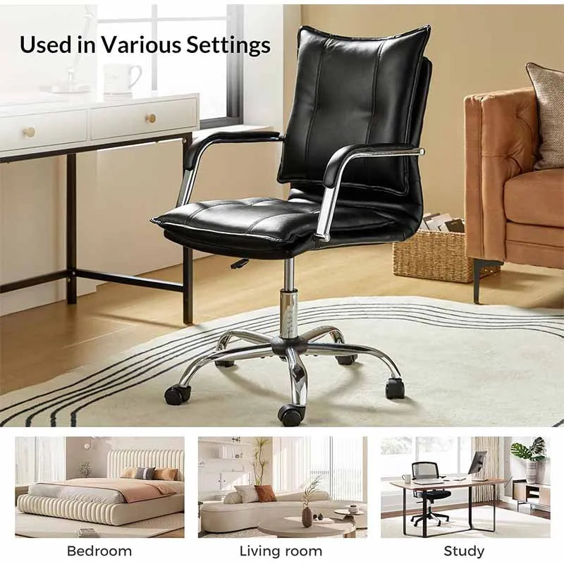 Yoobure Black Computer Chair with Sliver Legs and Arms