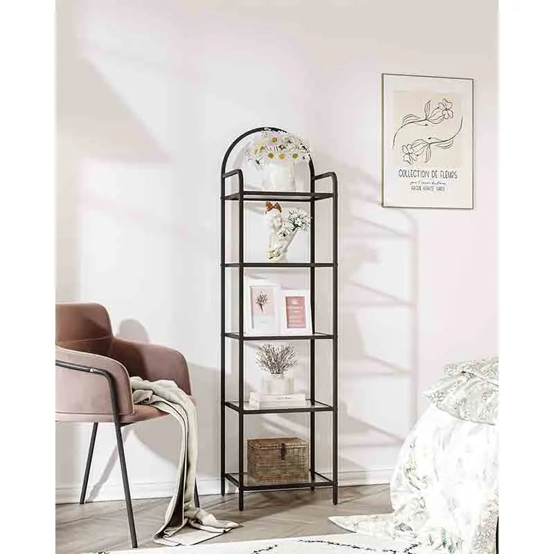 Yoobure Bookcase Bookshelf Tempered Glass Bookshelves