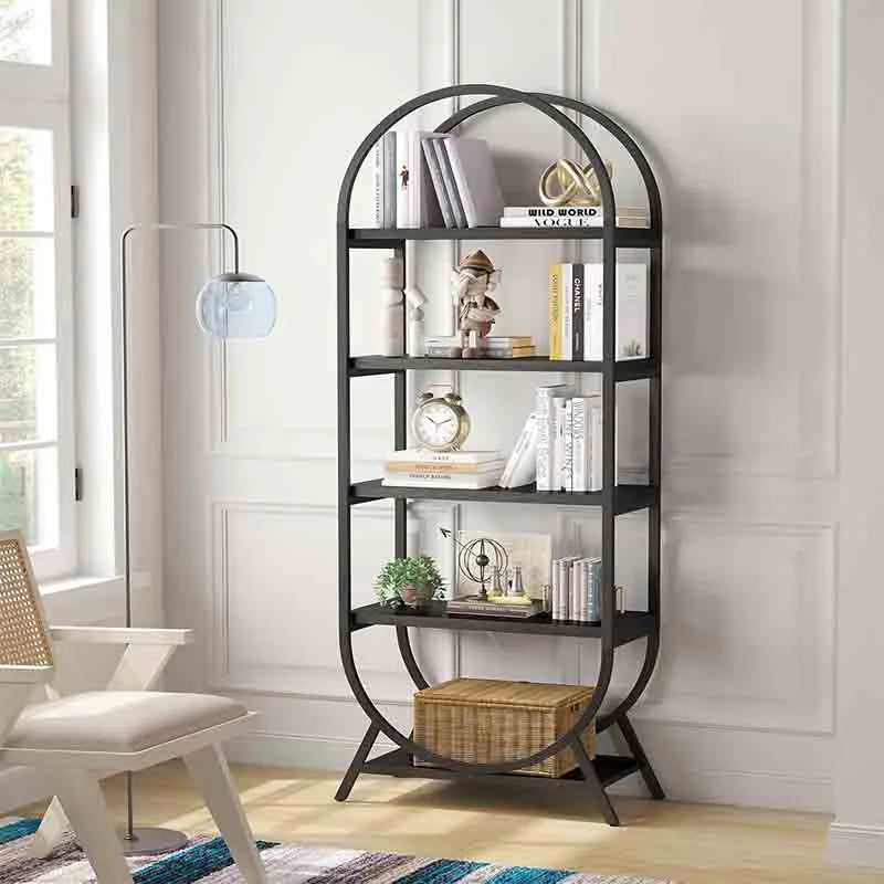 Yoobure Bookshelf Arched Bookcase, Industrial Book Shelves
