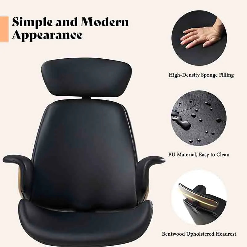 Yoobure Home Office Chair with Wheels and Bentwood Arms
