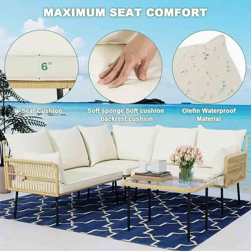 Yoobure 4 Piece Outdoor Patio Furniture Set Patio Couch Set