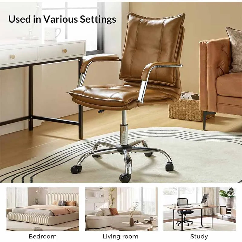 Yoobure Brown Computer Chair with Sliver Legs and Arms