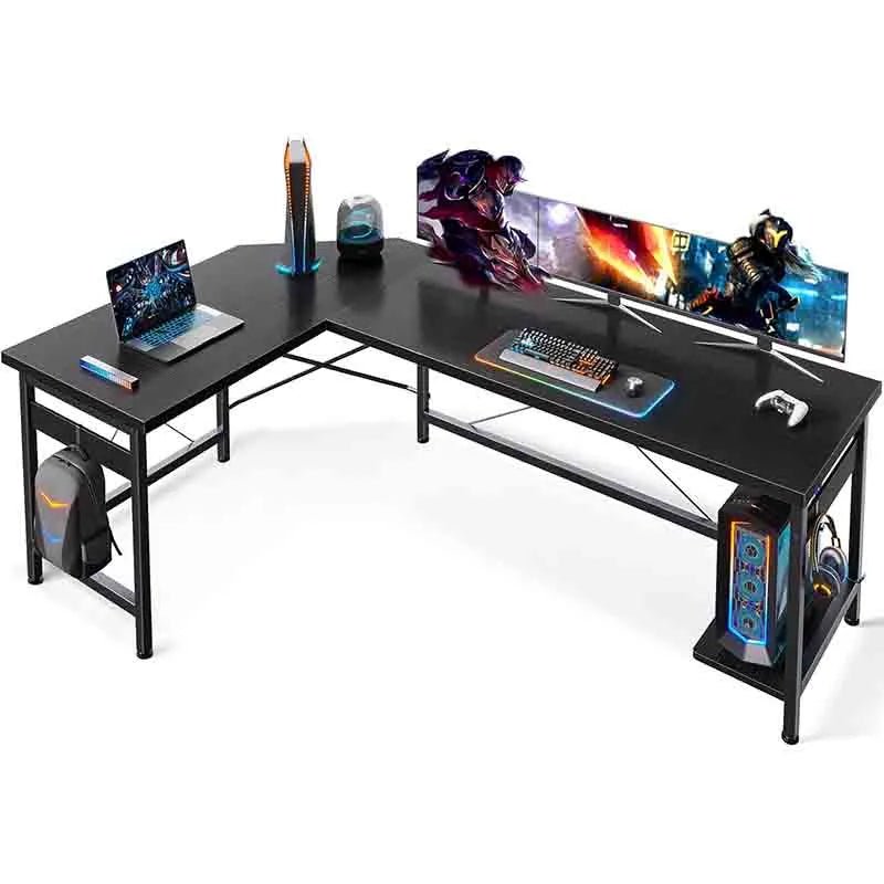 66" L Shaped Larger Gaming Desk, Black