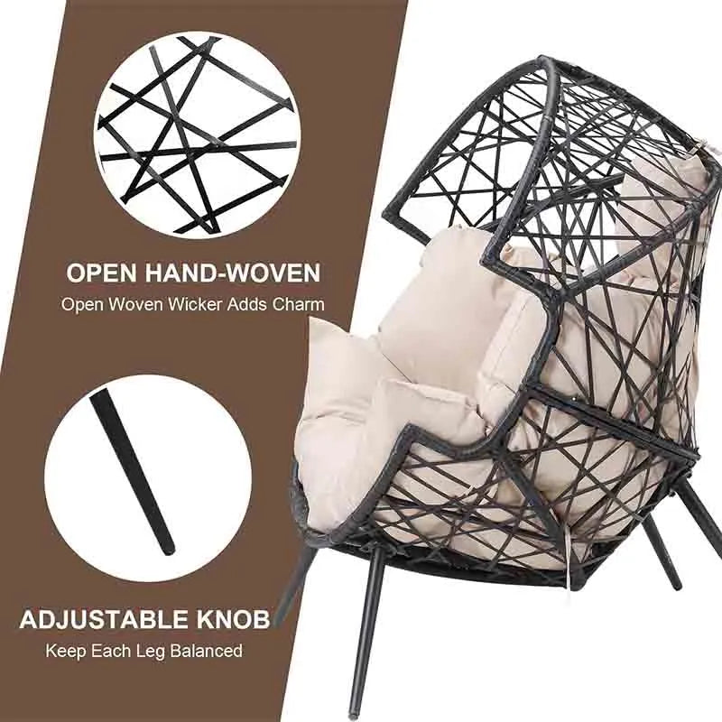 Yoobure Outdoor Patio Egg Chair Indoor Wicker Lounger Chair