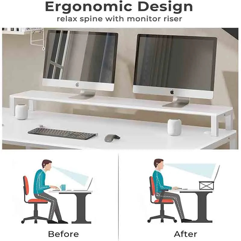 Yoobure 68.9 inches Corner Computer Desk with Monitor Stand Riser