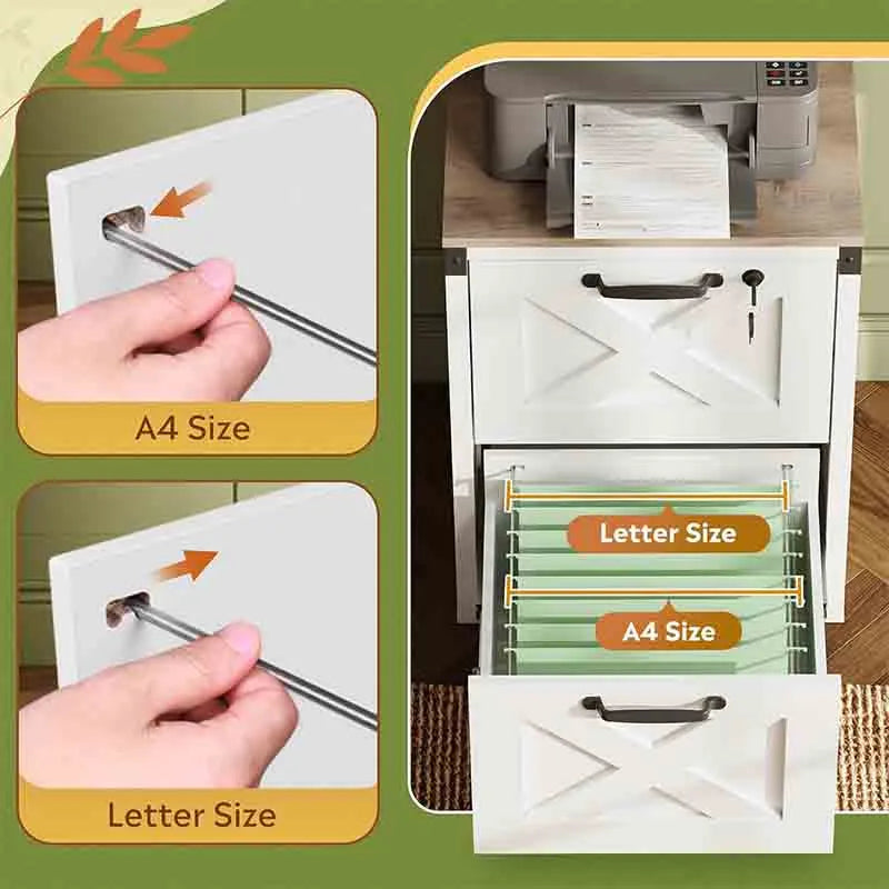 Yoobure 2 Drawer File Cabinet Wood Farmhouse Filing Cabinet