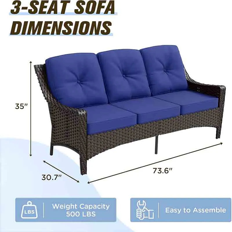 Yoobure 3 Seater Outdoor Wicker Patio Sofa