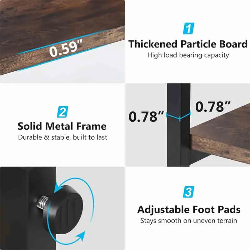 Yoobure Bookshelf Industrial 5 Tier Bookcase Tall Bookshelf