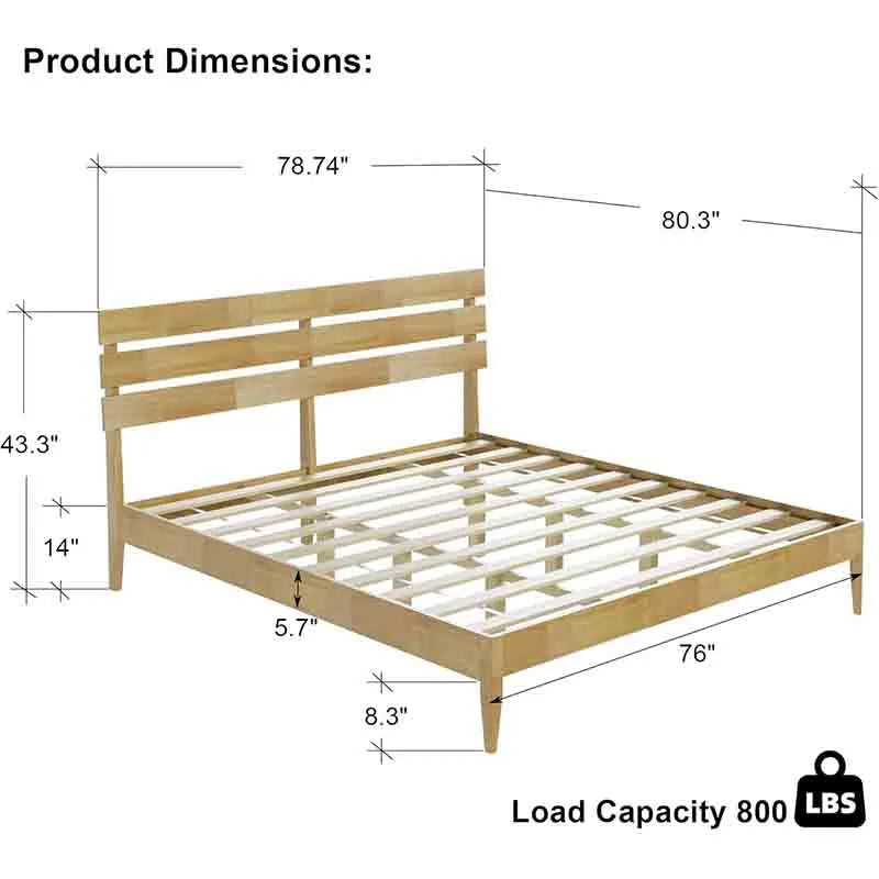 Yoobure Bed Frame with Headboard Solid Wood Platform Bed