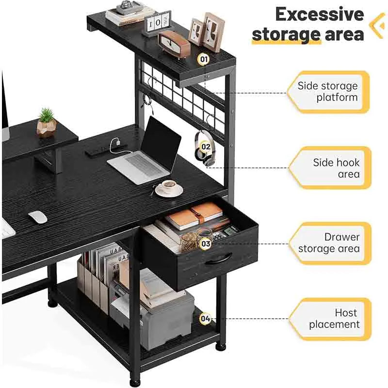 Yoobure 47" Office Desk with Power Outlets and Led Lights