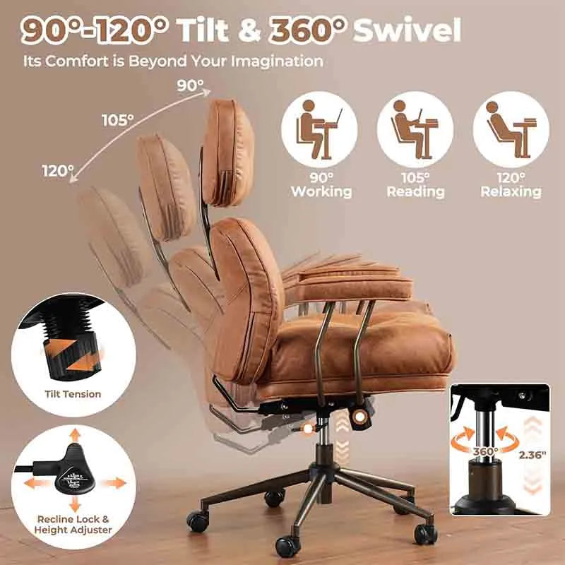 Yoobure Ergonomic Home Office Chair, Modern Leather Chair