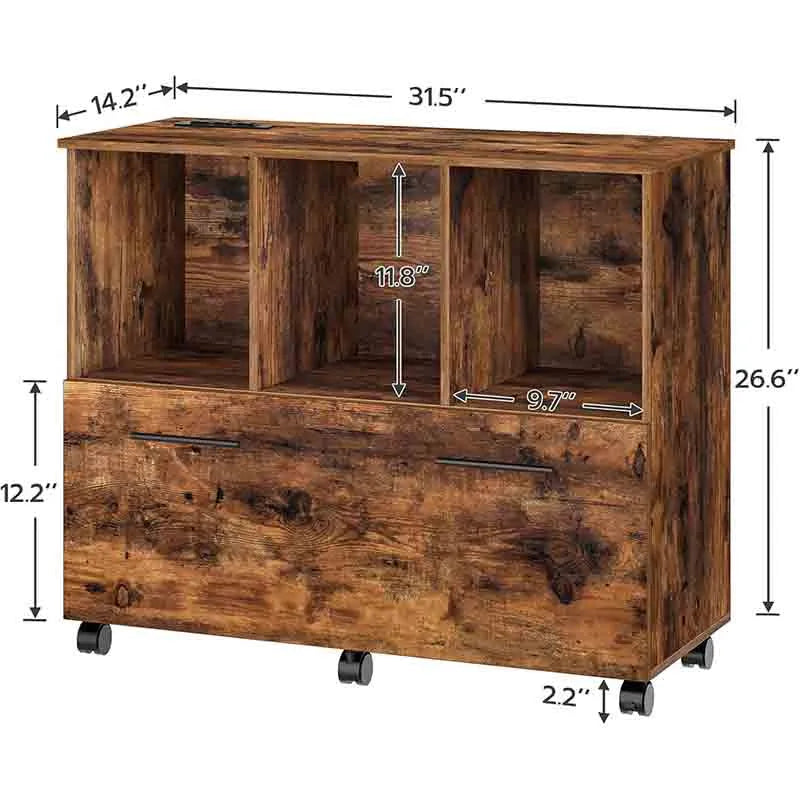 Yoobure Wooden File Cabinet Printer Stand with Open Shelf