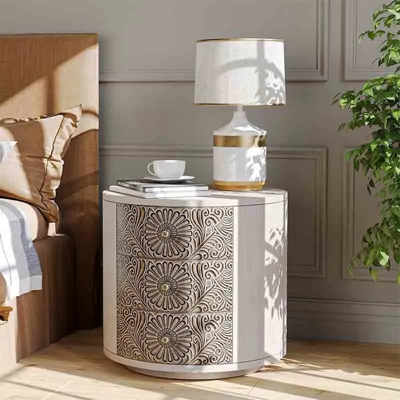 Yoobure End Table Living Room Small Side Table w 3 Drawers