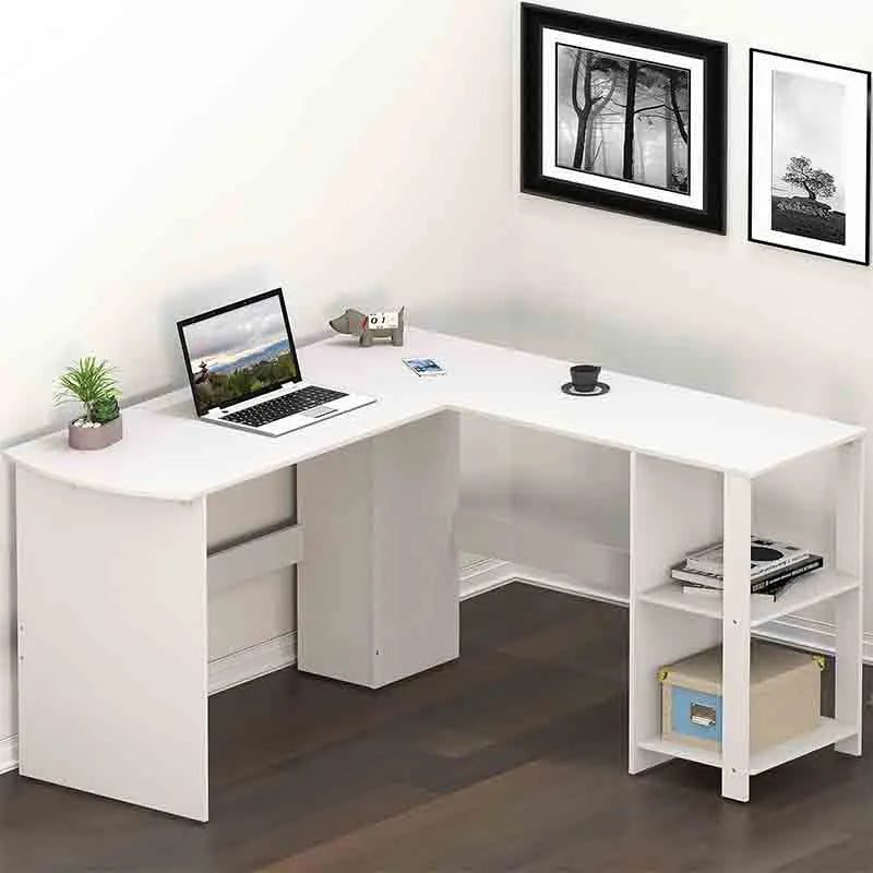 Yoobure L-Shaped Home Office Wood Corner Desk, White