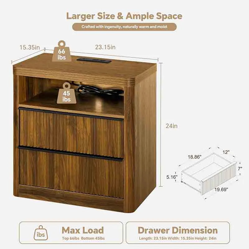 Yoobure Nightstands with Drawer Storage Bedside Table Large