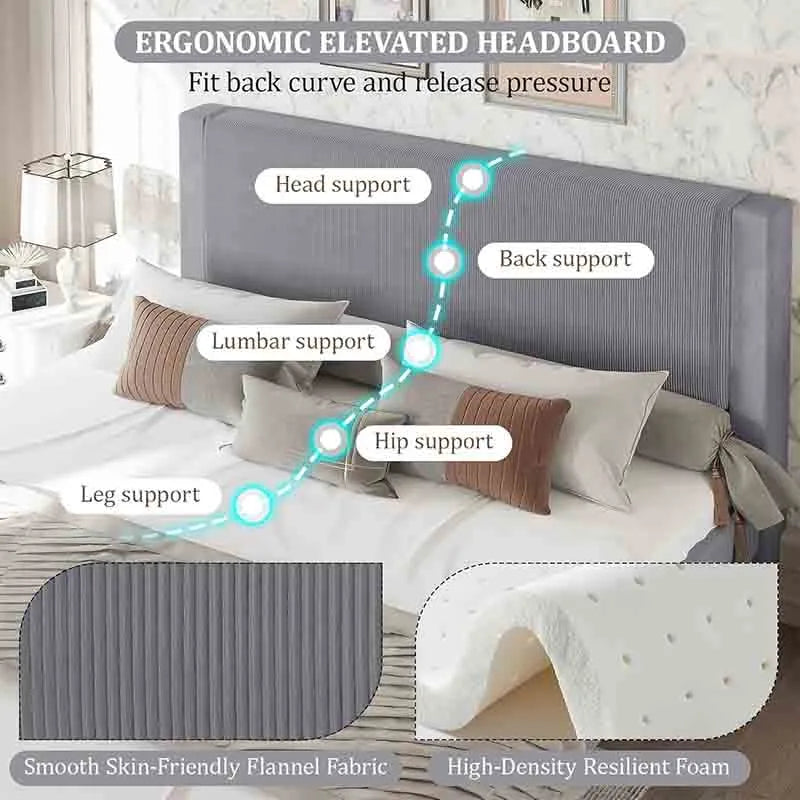 Yoobure Queen Bed Frame with Storage, Wood Bed Frame