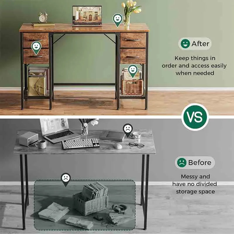 Yoobure 47 Inch Computer Desk with 4 Drawers