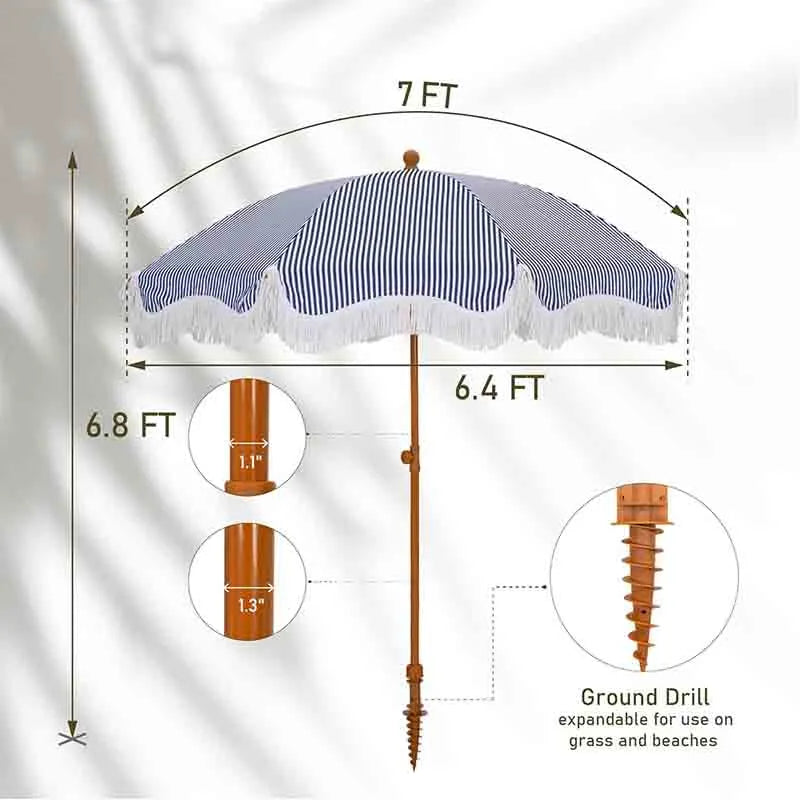 Yoobure 7ft Heavy Duty Beach Umbrella with Sand Anchor