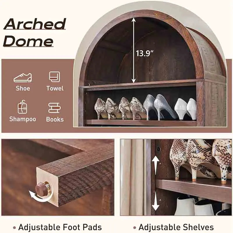 Yoobure Arched Bookshelf 7 Tiers Bookcase with Storage