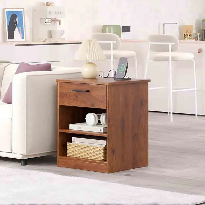 Yoobure Side Table with Fast Charging Station Bedside Table