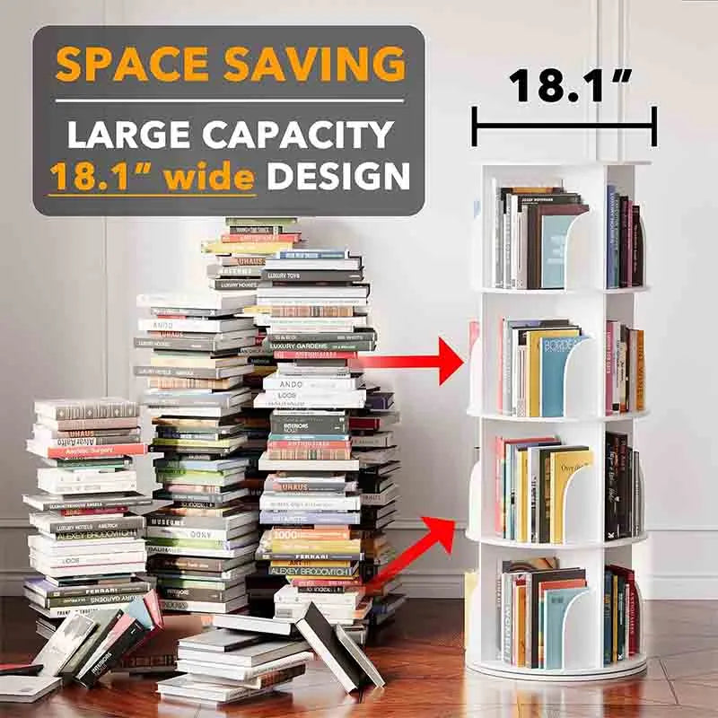 Yoobure 4 Tier Rotating Bookshelf Tower