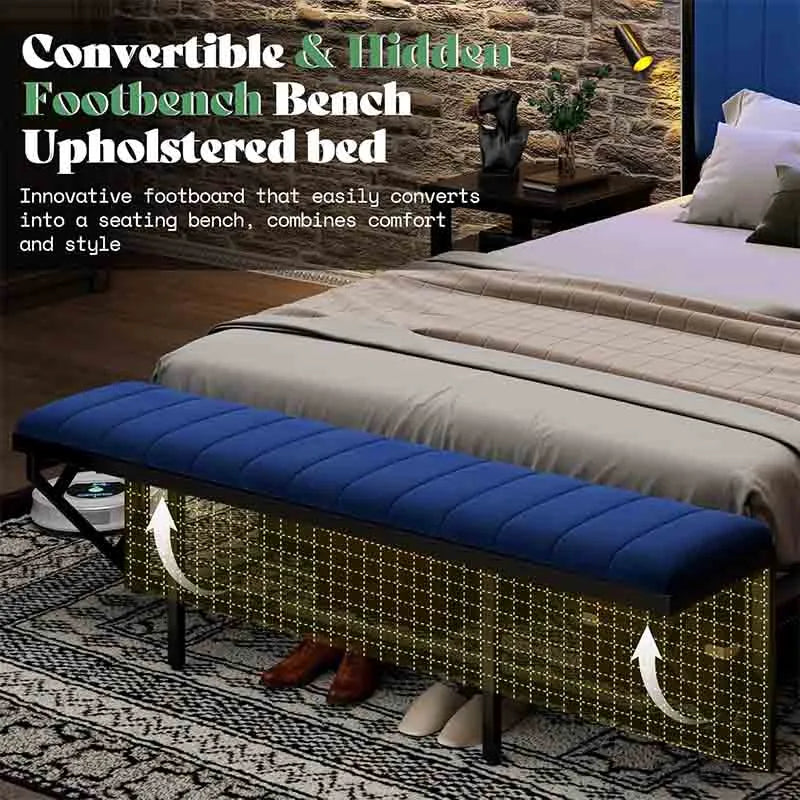 Yoobure Queen Bed Frame with Foldable Ottoman