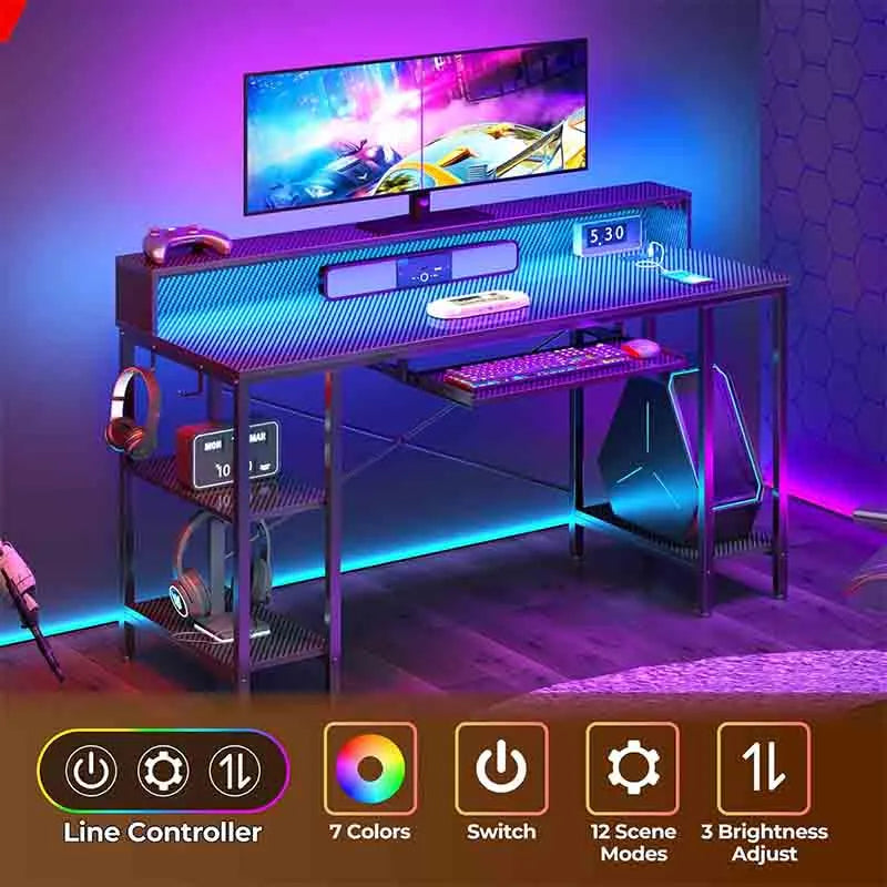 Yoobure 54” Gaming Desk with Storage Shelves