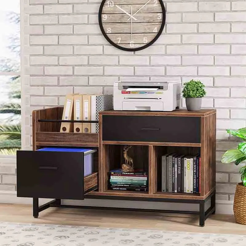 Yoobure Rustic Brown 39 inch File Cabinet with 2 Drawers