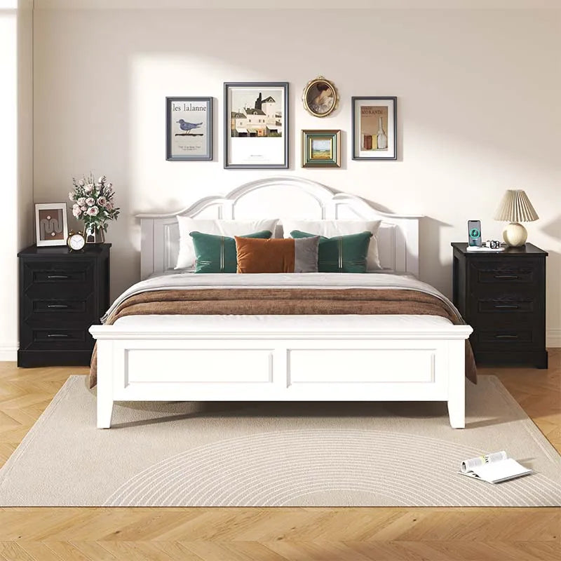 Yoobure Wood End Side Table with 3 Drawers