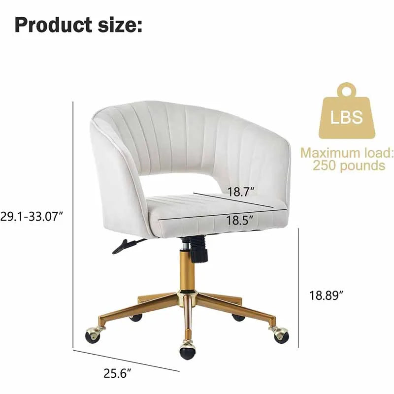 Yoobure Velvet Office Desk Chair, Beige