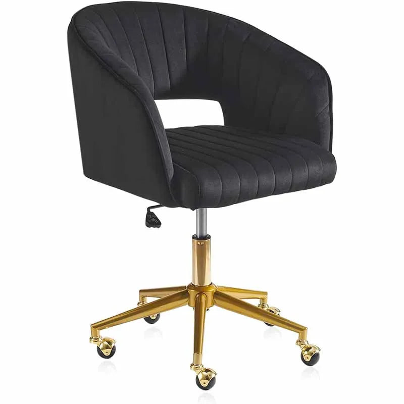 Velvet Office Desk Chair, Black