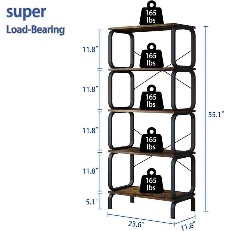 Yoobure Book Shelf, 5 Tier Bookcase, Modern Tall Bookshelf