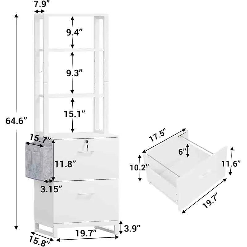 Yoobure 2 Drawer File Cabinet, Filing Cabinet with Lock