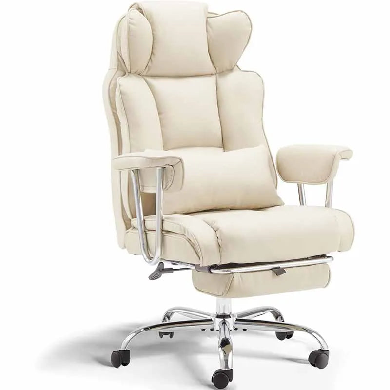 Comfortable Office Chair with Foot Rest, White