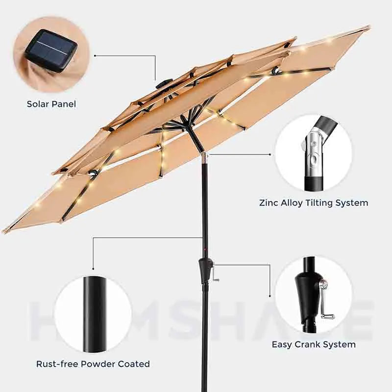Yoobure 9FT Patio Umbrella Vented Market Table Umbrella