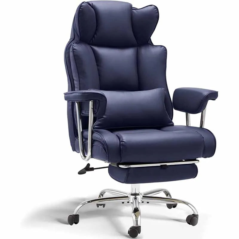 Comfortable Office Chair with Foot Rest, Blue