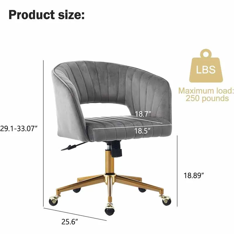 Yoobure Velvet Office Desk Chair, Grey