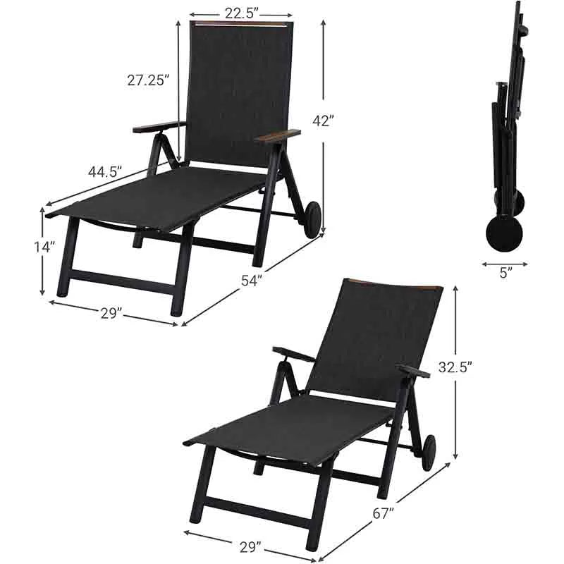 Yoobure Outdoor Chaise Lounge Chair Set of 2 Wheels