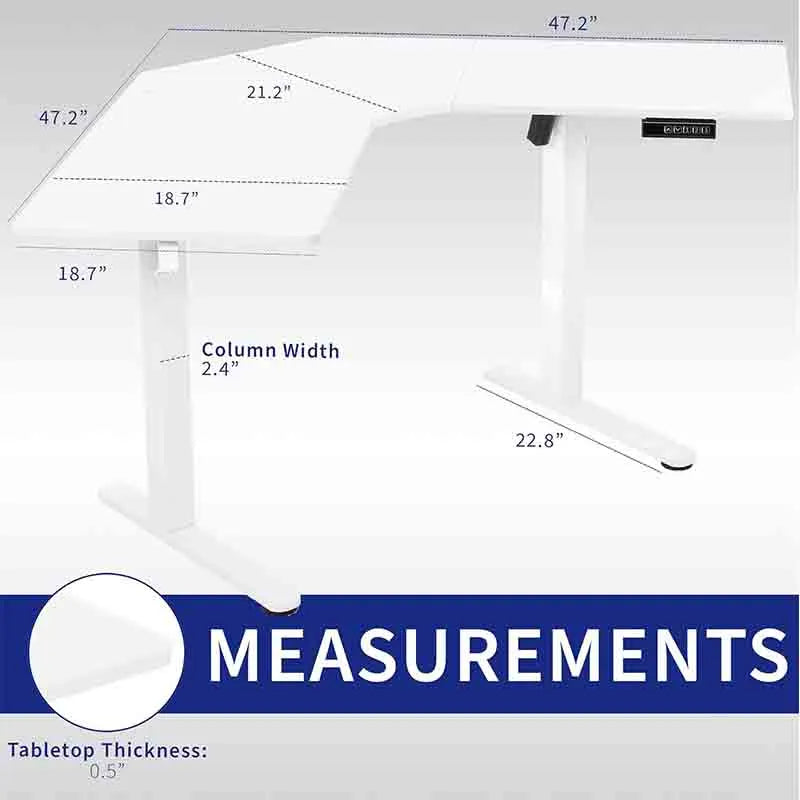 Yoobure Electric L-Shaped 47 inch Sit Stand Up Desk, White