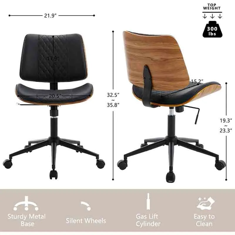 Yoobure Office Chair No Arms, Adjustable Height Desk Chair