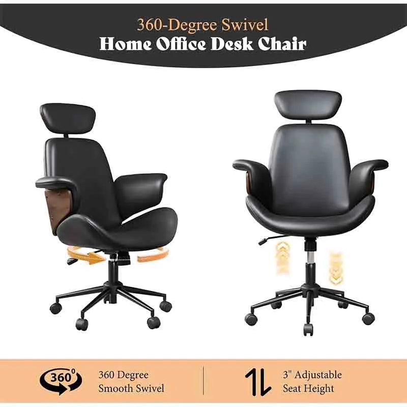 Yoobure Home Office Chair with Wheels and Bentwood Arms