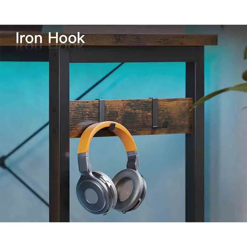 Yoobure 66" L Shaped Larger Gaming Desk, Berry Brown