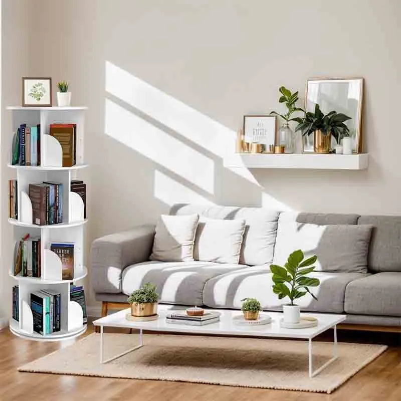 Yoobure 4 Tier Rotating Bookshelf Tower 360 Degree Bookcase