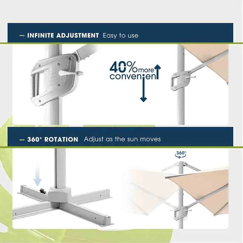 Yoobure 10x13 FT Rectangular Cantilever Patio Umbrella