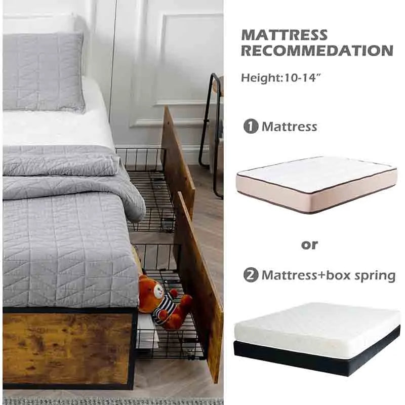 Yoobure Twin XL Bed Frame with 2 XL Storage Drawers