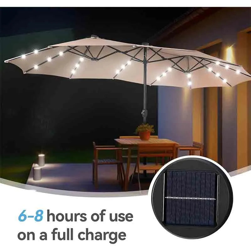 Yoobure Patio Umbrella with Solar Lights and Base