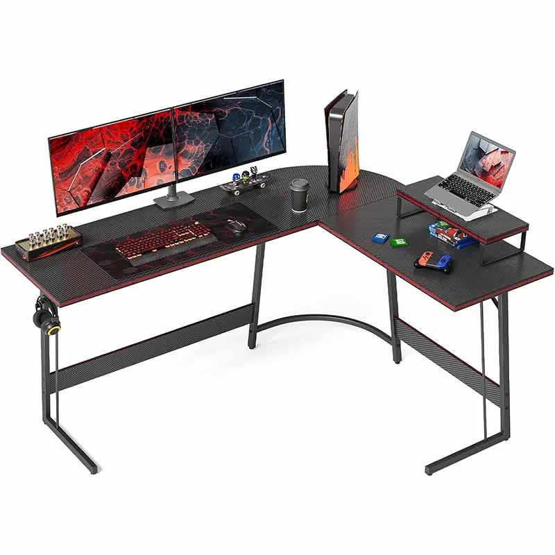 59.1" Home Office Workstation with Small Table, Black Carbon Fiber